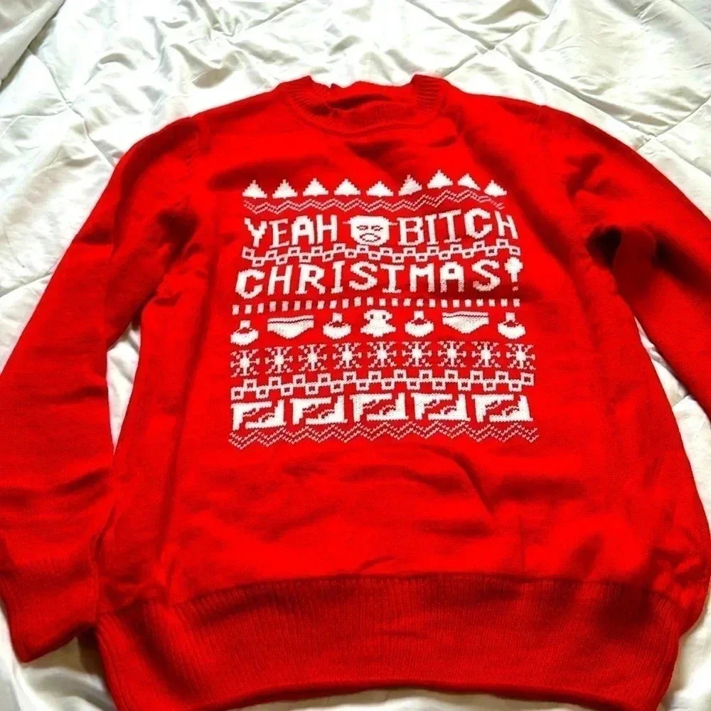 Ugly Christmas sweater red and white crewneck size large
